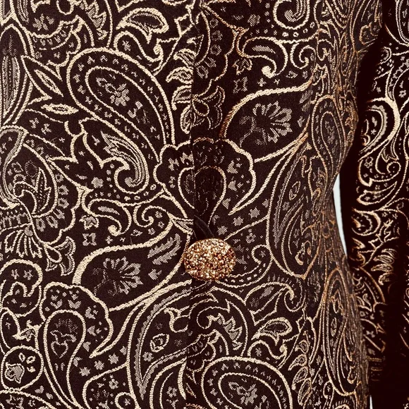 LILLY & TAYLOR NY PARIS brocade genuine mink color and cuffs coat jacket - Picture 10 of 10